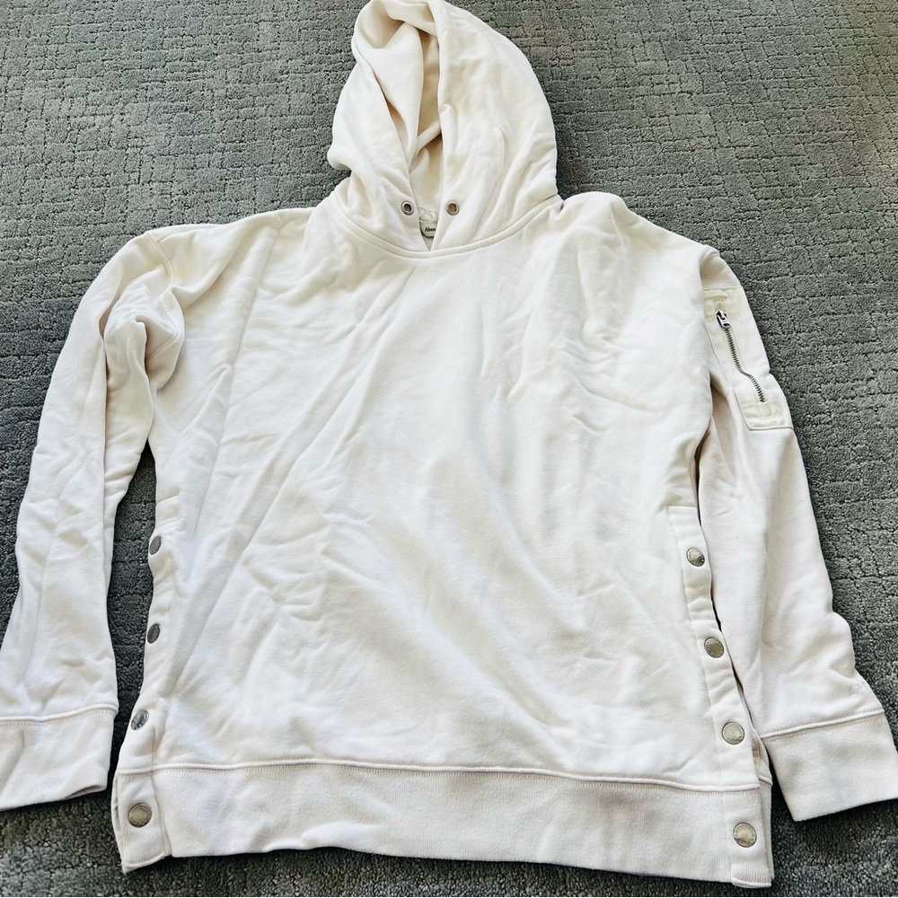 Abercrombie & Fitch snap-detail white tunic hoodie, size S